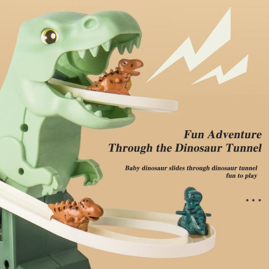 Электрическая игрушка-горка с динозавром и светомузыкой, мультяшный динозавр, автоматическая лестница