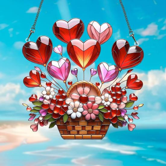 Potted Plants Sun Catcher Acrylic Window Hanging Ornament Floral Pattern Suncatcher for Home Wall Sunlit Spaces Decoration