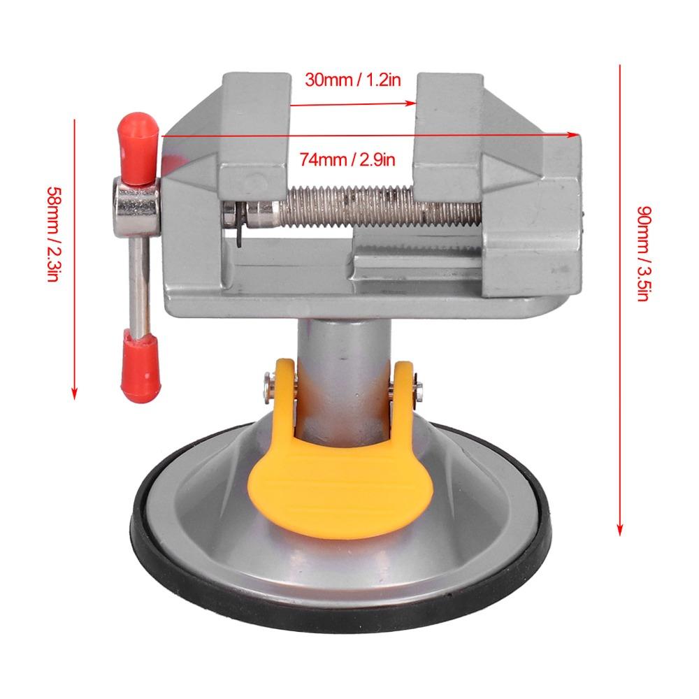 Мини-тиски с поворотным механизмом на 360 градусов, с присоской, регулируемые, для сверлильного станка, из алюминиевого сплава, тиски-присоска