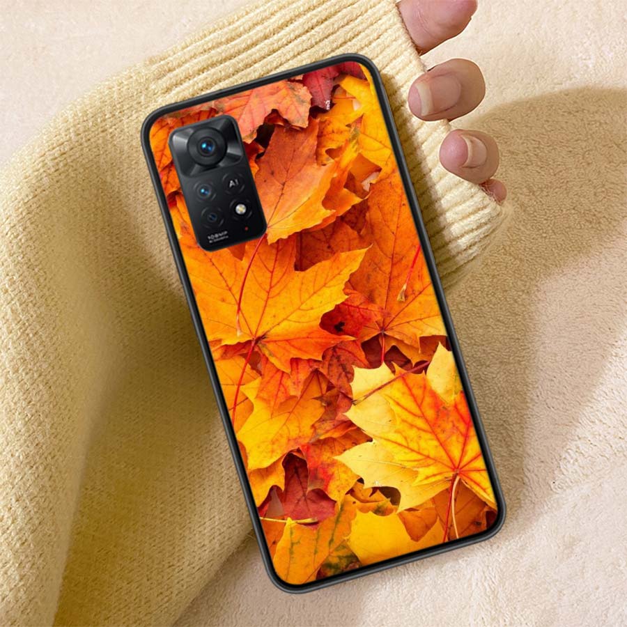 Листья Кленовый Лист Осень Чехол для Телефона Для Redmi 13C 14C Note 14 13 Pro Plus 5G Прозрачный Чехол 12 12C 10A 10C 10 9A 9C 9T 9 8 Pro Обложка