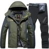 Men's Autumn and Winter Outdoor Mountaineering Suits Work Clothes Suits Oversized Suits Thermal Jackets + Thermal Trousers 2-piece Set