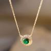Ожерелье с инкрустацией изумрудами, цепочка на ключицу, легкая роскошь, ожерелье с нано-изумрудами, элитное