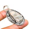 Desert Rose Druzy Gemstone Handmade 925 Silver Plated Jewelry Pendant 1.89"