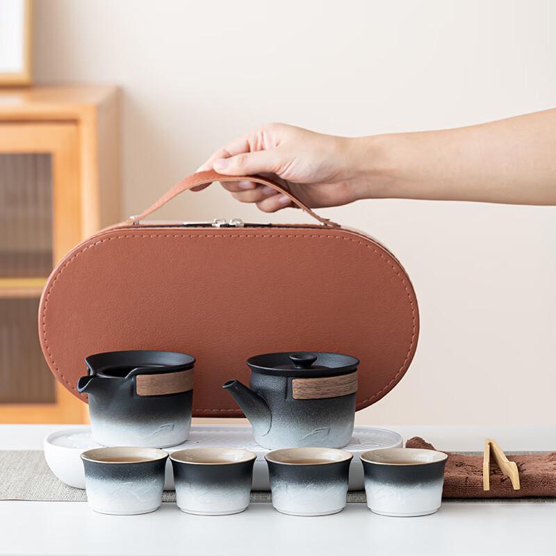 Rough Pottery Gradient Blue Tea Set