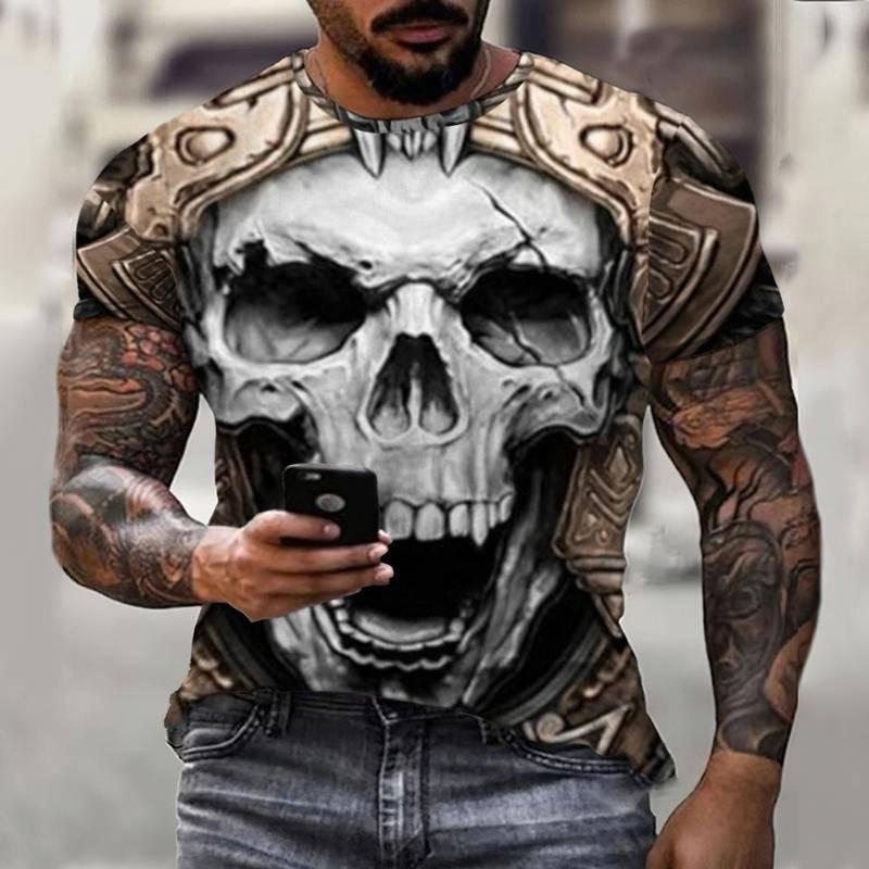 Футболка с татуировкой и 3D-принтом, летняя мужская футболка с коротким рукавом, уличная одежда с круглым вырезом, мужская одежда, топ
