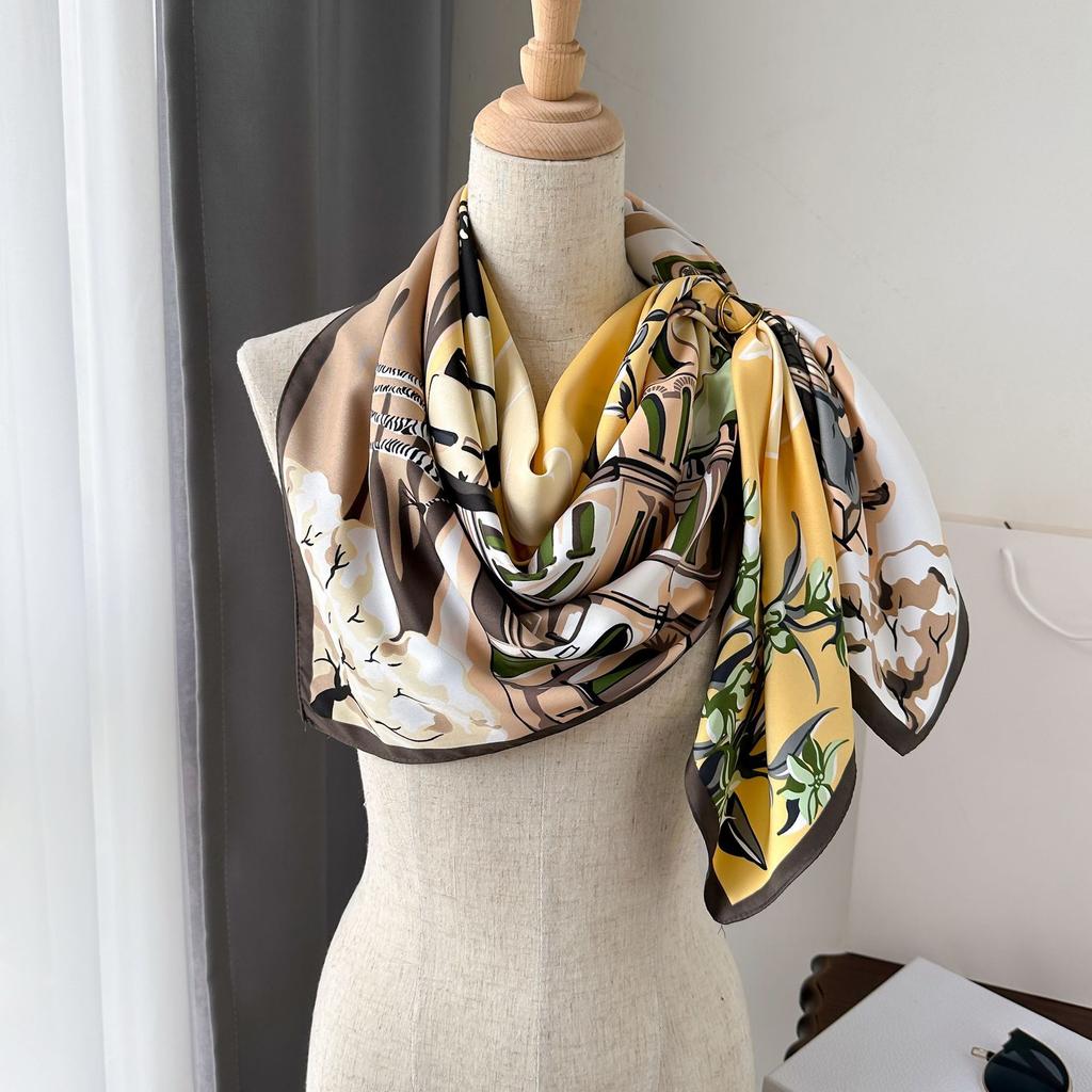 High-quality Luxurious Silk Scarves Headband Scarfs Neck Scarf For Women Chain Silk Scarf Women's Decorative Shawl