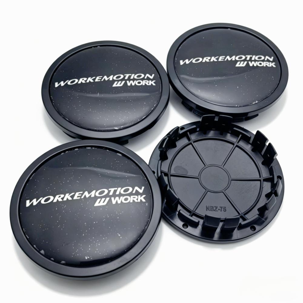 ATB1 4pcs JDM W Work Emotion Logo Emblem Car Wheel Center Caps 75MM Clips 65MM Rim Hubcaps Dust Cover Wheels Hub Cap Car Accessories