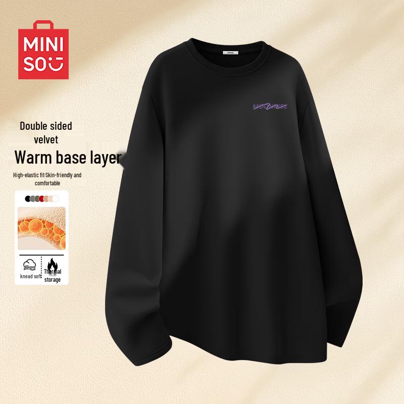 MINISO Мужская антибактериальная термофутболка с воротником-стойкой и флисовой подкладкой