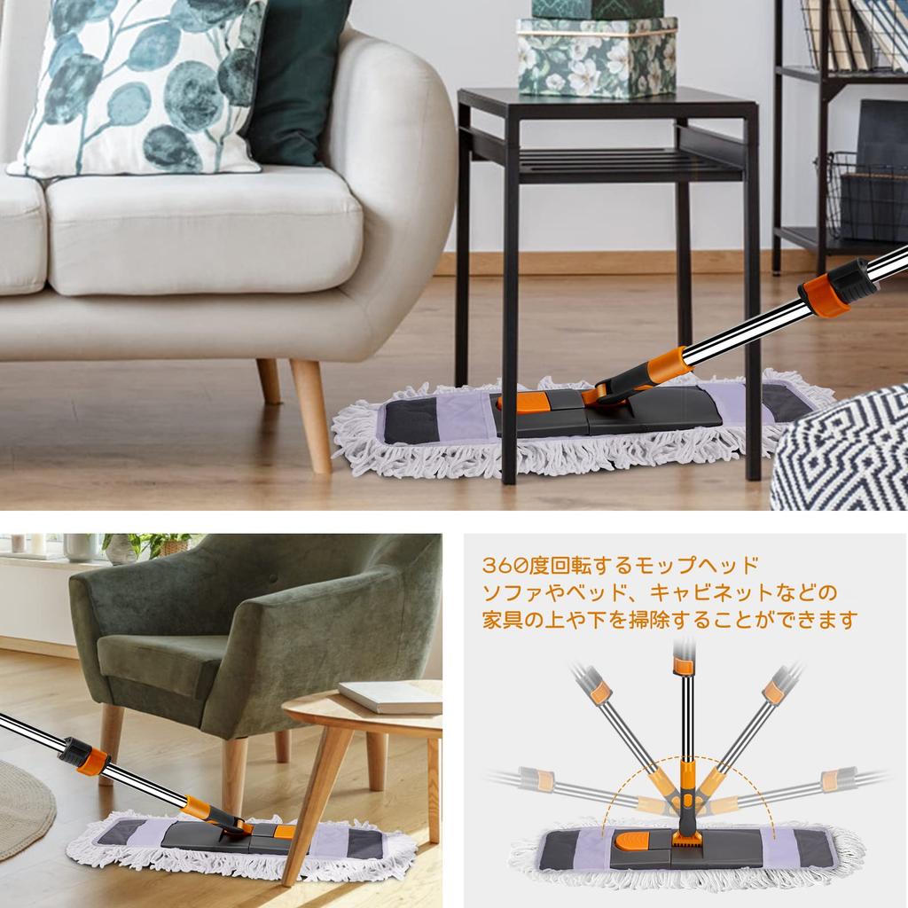 ZNM Floor Floor Wipe Comes with 2 Replacement Microfiber For Wet and Dry Adjustable 360 Degree Microfiber Mop for Home Kitchen Cleaning Mop, Wiper,