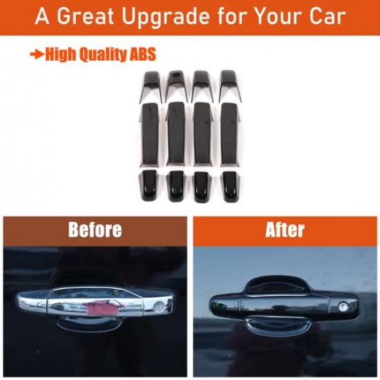 Glossy Black Exterior Outside Door Handle Cover For Cadillac Escalade 2007-2014