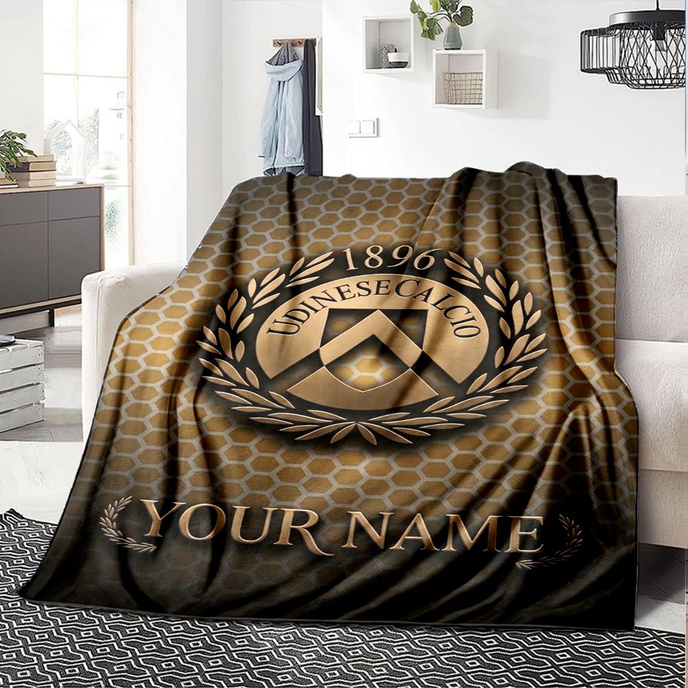 Name Custom Udinese Calcio Print Flannel Blanket High Quality Warm Comfortable Cover for All Seasons Perfect for Gifts Home Decor