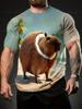 Модная и забавная мужская 3D-футболка с принтом животного-кошки, с коротким рукавом, круглым вырезом, оверсайз, повседневная одежда для мужчин и женщин