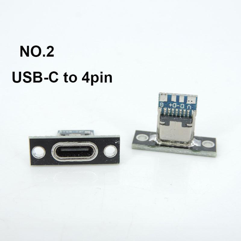 5 шт., 2-контактный, 4-контактный гнездовой разъем TYPE-C для зарядки 2, паяное соединение USB-C, микро-поясной кабель, разъем, адаптер с плоской вилкой для звуковой коробки