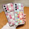 Розовый узор в виде сердец любви, противоударный прозрачный чехол для Samsung S24 FE S23 Ultra S22 A16 A55 A54 A35 A15, мягкий силиконовый слот для карт, прозрачный чехол для телефона