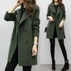 Women Spring Autumn Korean Style Simple Slimming Casual Mid-Length Double-Breasted Jacket