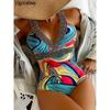 Vigoashely 2025 сексуальный принт на бретелях купальник женский пуш-ап цельный купальник монокини с открытой спиной летний купальный костюм