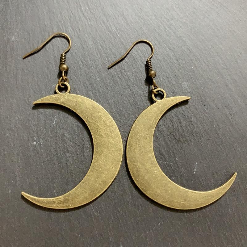 Crescent earrings mysterious gothic jewelry moon witch celtic pagan viken moon god moon phase witch goddess fashion woman gift