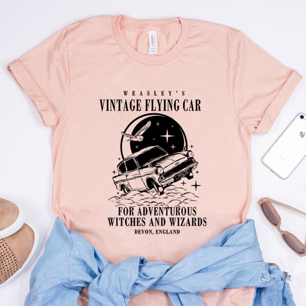 Vintage Fiying Car T Shirts Universal Shirt Unisex Harajuku Vintage Aesthetic ShortSleeve TShirts Oversized Streetwear Couples