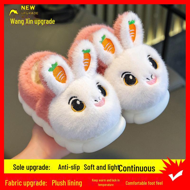 Милые детские тапочки-зайчики с морковными акцентами и нескользящей подошвой