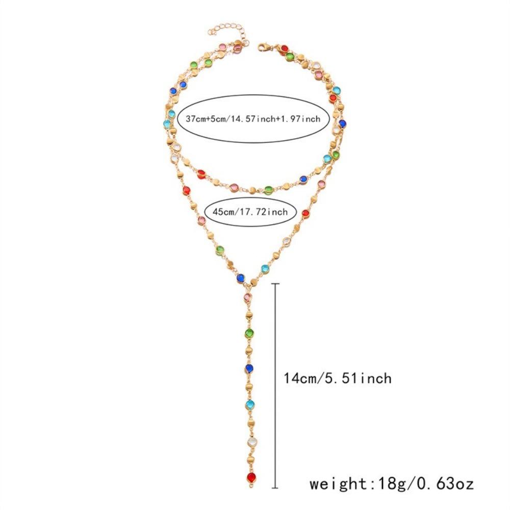 Красочное хрустальное ожерелье-цепочка Винтажная цепочка на ключицу Модное Y-образное ожерелье Вечеринка Ювелирные изделия