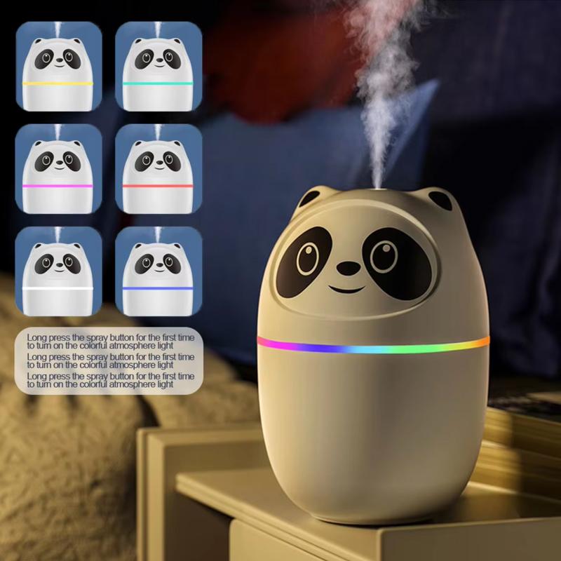 Mini Air Humidifier Cute Panda Aroma Oil Diffuser With Night Light USB Chargeable Cool Mist Sprayer Plants Purifier Humificador