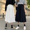Women White Long Skirt Fashion Pockets Pleated Knee Length Skirts Autumn 2024 New Casual Elegant High Waist A Line Femme Skirts