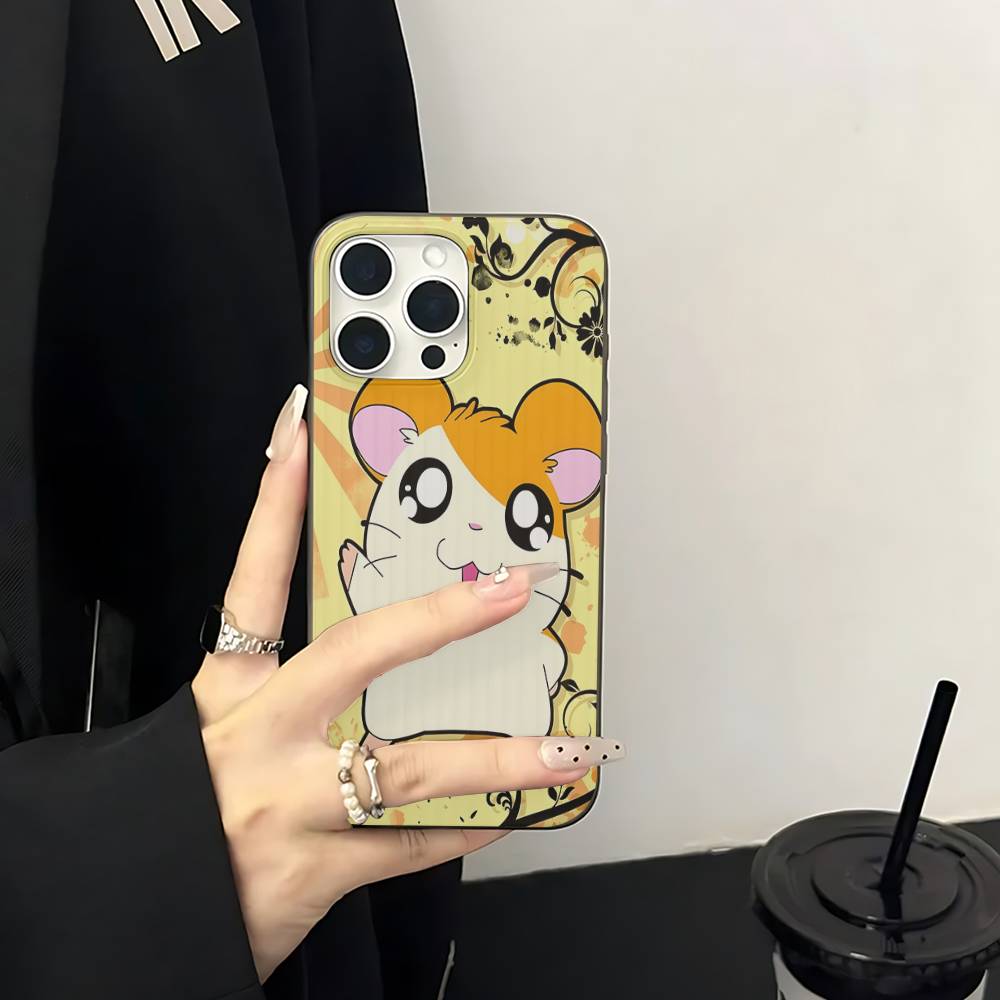 Хамтаро Милый Хомяк Каваи Милый Чехол с Гофрированным Узором Для IPhone 16E SE4 12 17 16 15 14 13 11 Pro Max Полосатый Чехол