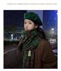Korean Christmas Red Plaid Knitted Scarf for Women – Retro Tassel Neck Warmer