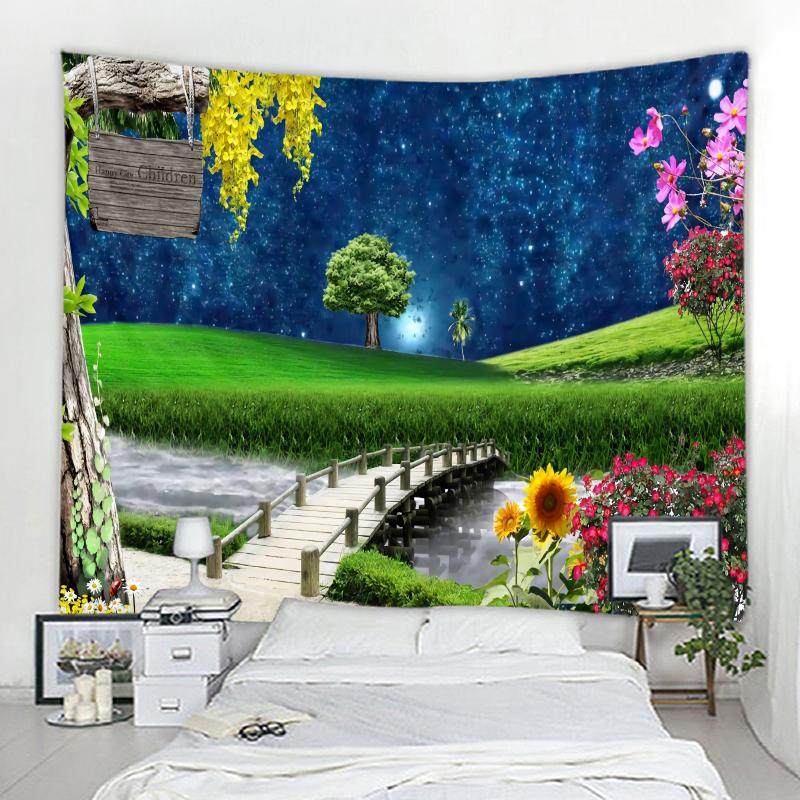 Ocean Moon Natural Scenery Decorative Tapestry Bohemian Hippie Wall Decorative Tapestry Home Decorative Tapestry Tapestry