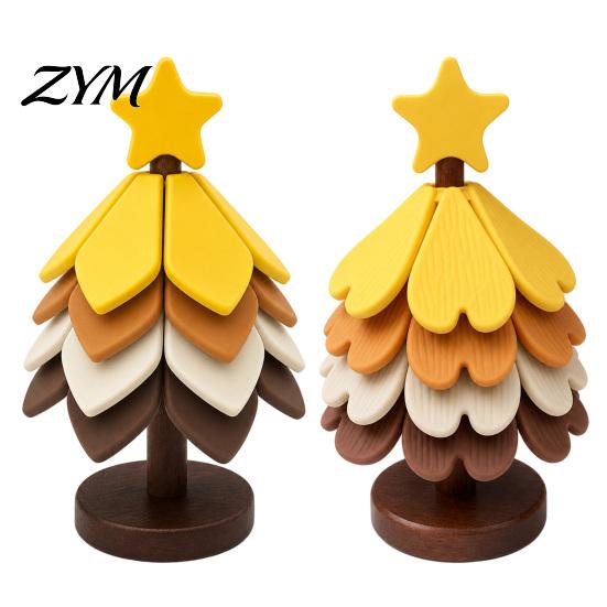 Foldable Dish Holder Christmas Tree Shaped Silicone Trivet Set, Collapsible Heat Resistant Hot Pad Holiday Party Kitchen Decor with Storage