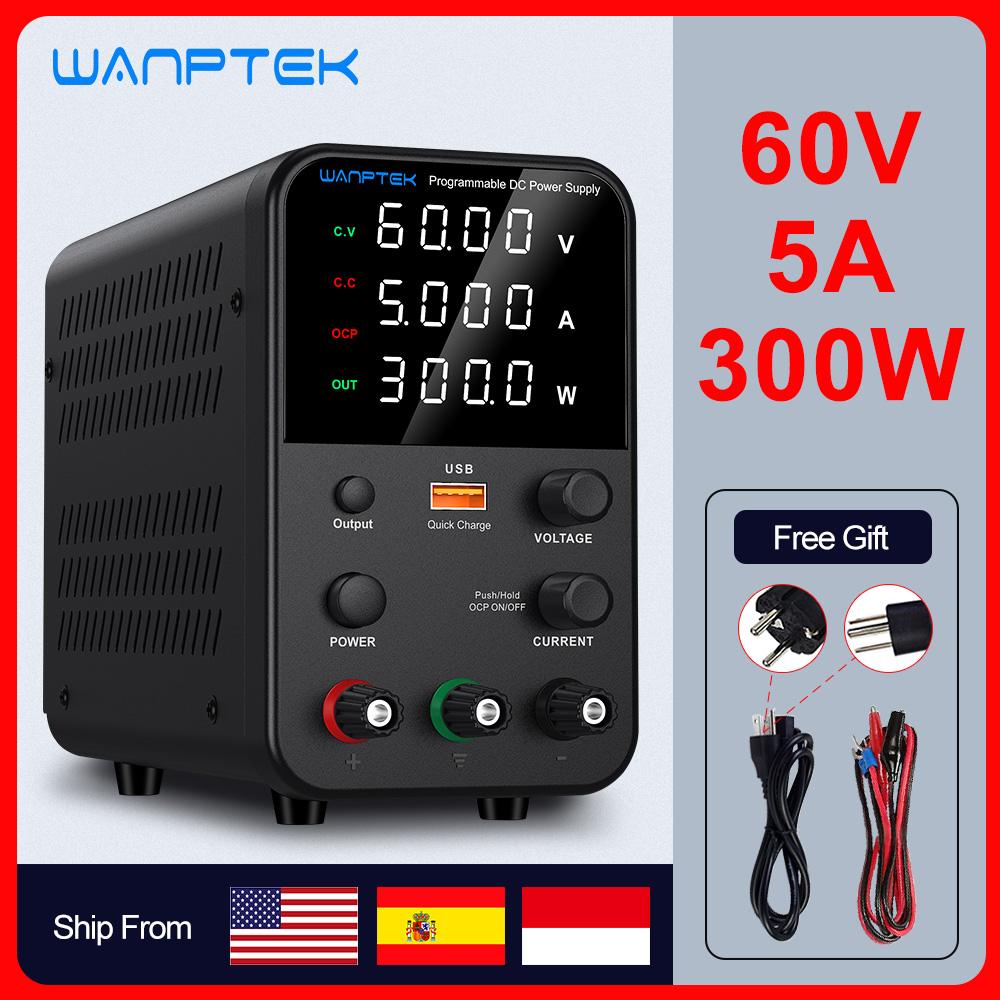 Wanptek Регулируемый источник питания постоянного тока 30 В 10 А Светодиодный лабораторный источник питания Стабилизированный импульсный источник питания Регулятор напряжения 60 В 5 А