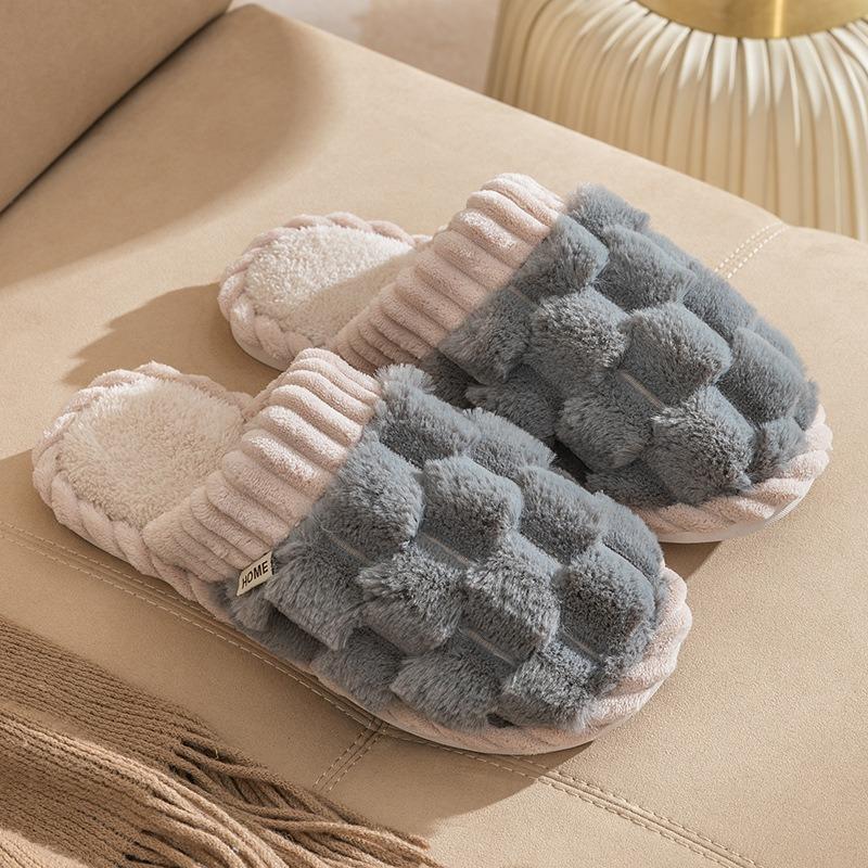Fashion 2024 Autumn and Winter Fashion New Cotton Slippers for Women Home Couples Home Non-slip Warm Cotton Slippers
