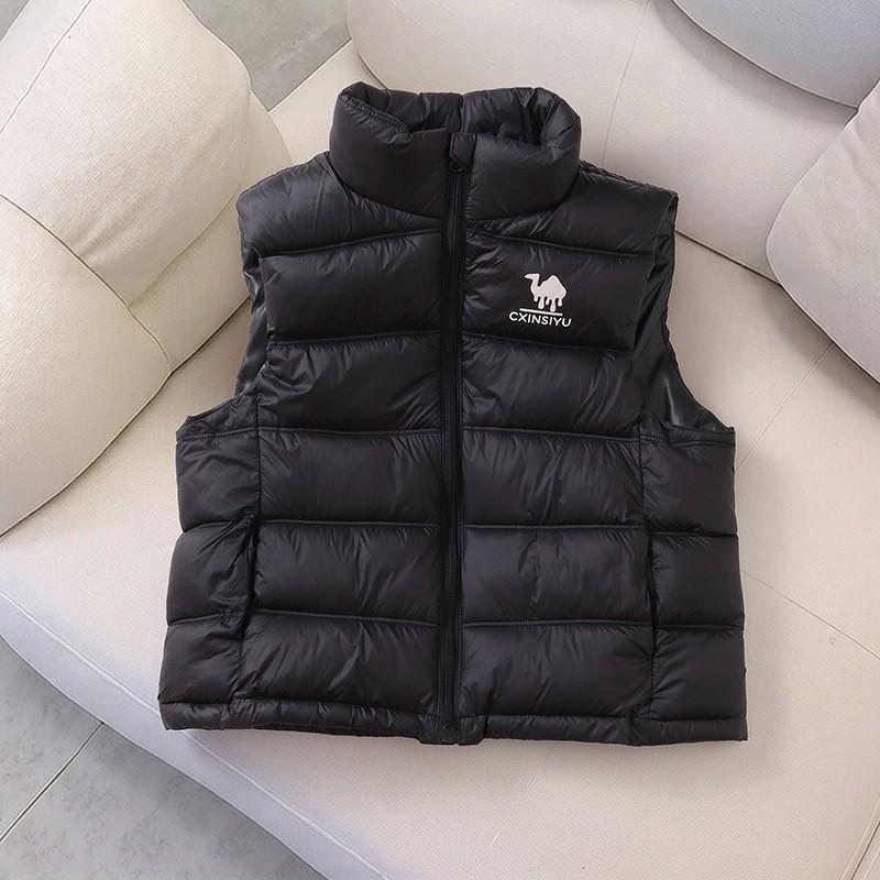 Kids Winter Warm Puffer Vest With Stand Collar Cotton Padding Unisex Thick Sleeveless Jacket Boys Girls