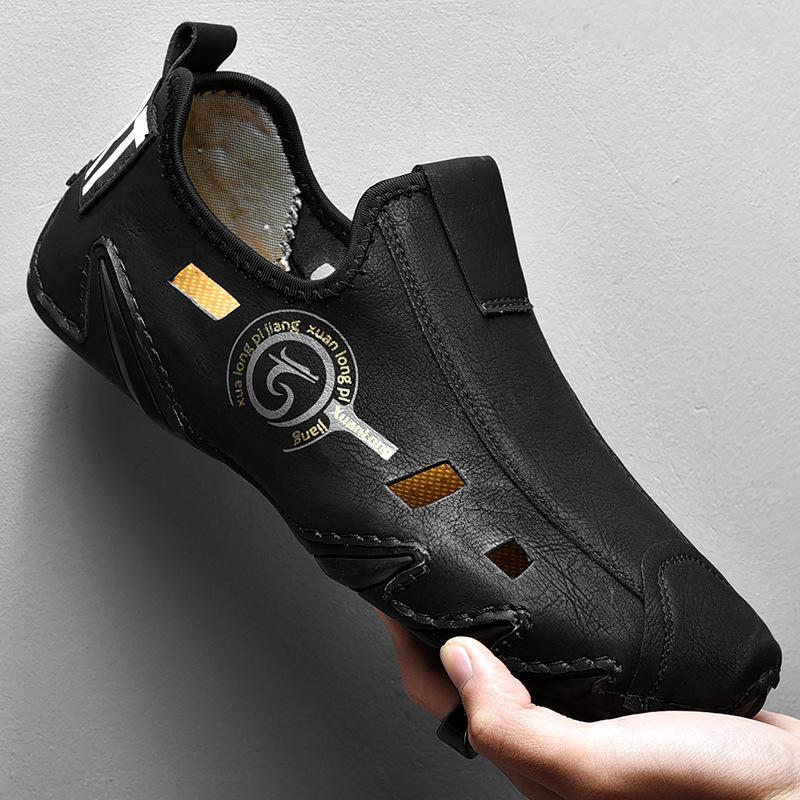 38-48 большой размер Летняя мужская кожаная повседневная обувь Дизайнерские лоферы Уличная дышащая Модная обувь для вождения Мужские Zapatillas Hombre
