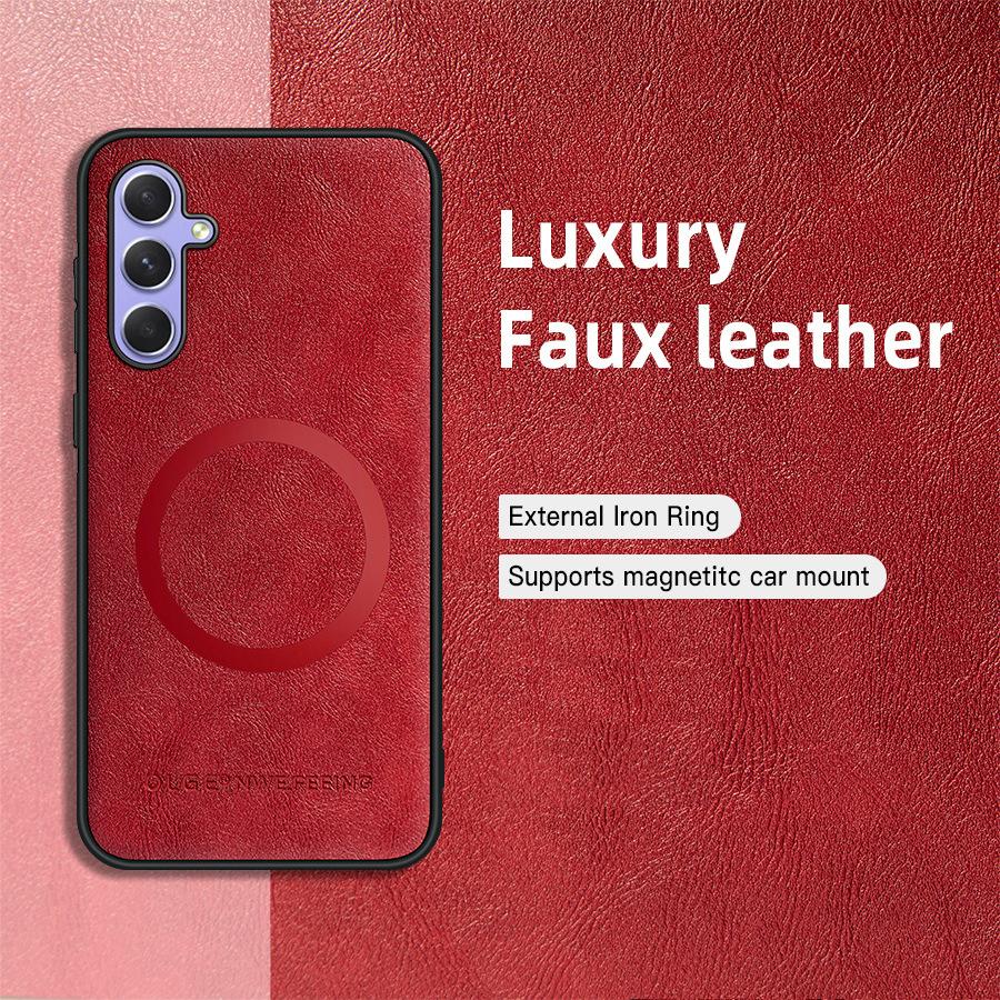 Магнитный чехол для телефона Samsung Galaxy A55 A15 A25 A35 A54 A53 A52 A14 A24 A34 A33 A23 A36 A26 A16 A56 5G Классическая кожаная обложка