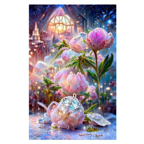 Diamond Painting Romantic Pink Flower House Castle Scenery Diamond Mosaic Embroidery Rhinestone DIY Princess Bedroom Decor S403