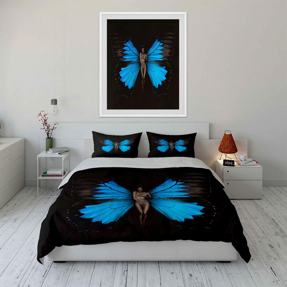 Butterfly Winged Fantasy Art Bedding Duvet Cover Set Duvet Cover Pillowcases (1*Duvet Cover 2*Pillowcases, without duvet insert)