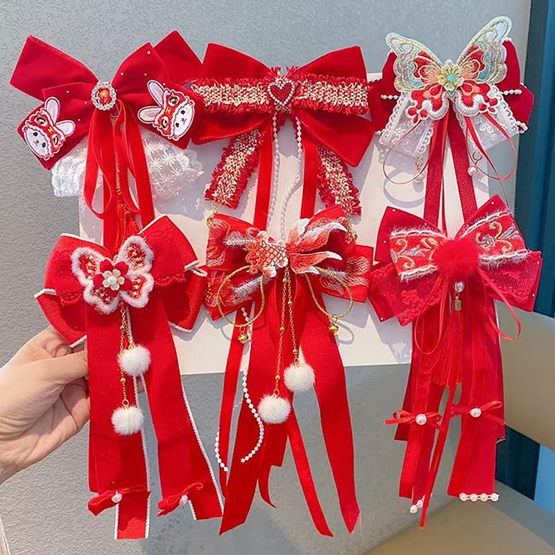 1 шт. модная красная заколка для волос с бантом из ленты, головной убор, рождественский новогодний зажим для волос, аксессуары для волос для женщин и девочек, украшение для волос