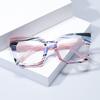 Трендовая прозрачная цветная узорчатая оправа, большая оправа, плоские зеркальные очки, блокирующие синий свет, для уличной съемки, очки с оправой для визуального сужения лица