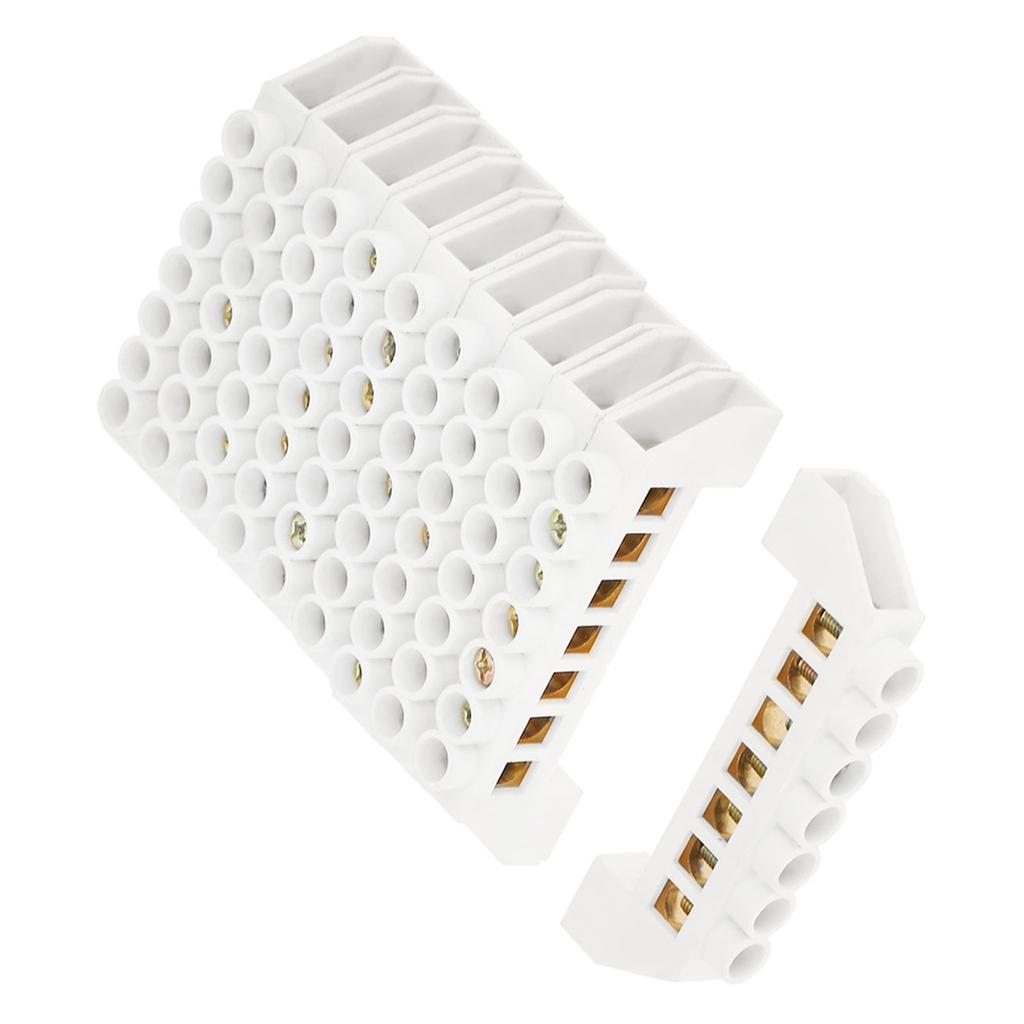 10pcs 7 Hole Bridge Design Electrical Distribution Wire Screw Brass Terminal Block Connectors