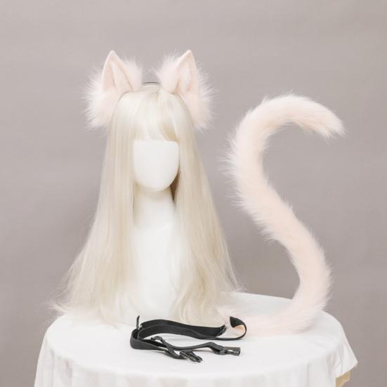 2 шт./компл. кошачьи уши и хвост комплект для взрослых и детей кошачьи уши повязка на голову регулируемый пояс кошачий хвост аксессуары комплект костюм аксессуары