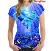Fashion Animal Funny Dolphin 3D Print Women Ladies Girls T-Shirt Animal Harajuku Round Neck Short Sleeve Unisex Summer Tops & Te