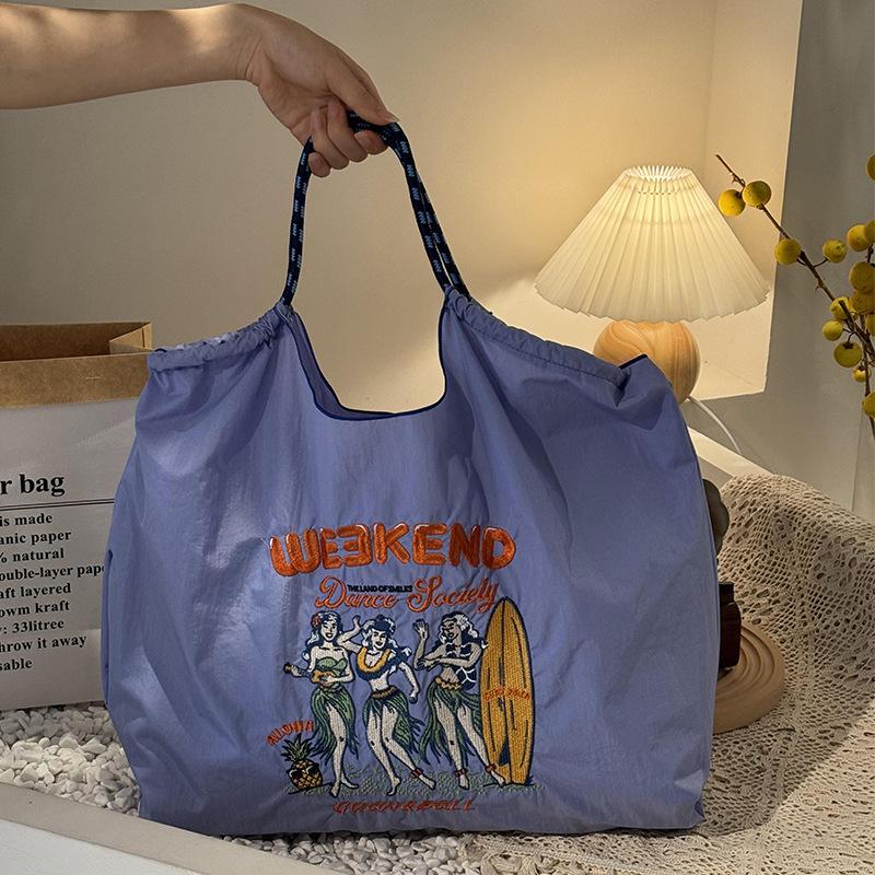 Embroidery Shopping Bag Women'S Fashion Niche Large Capacity Shoulder Bag Tide