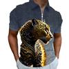 Рубашки-поло на молнии с 3d принтом льва, мужская спортивная одежда, футболка больших размеров, с животным узором, с коротким рукавом, летние поло, мужские топы