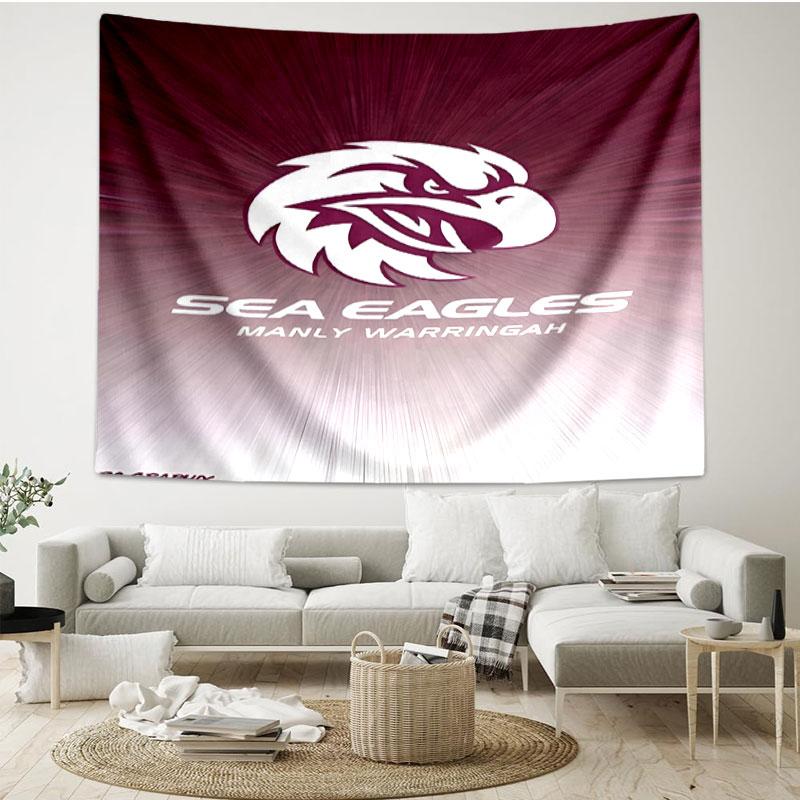 Manly Warringah Sea Eagles Print Tapestry - Portable Wall Decor Cloth, for Home, Dorm, Travel, Bedroom, Living Room - Ideal Birthday Housewarming Gift