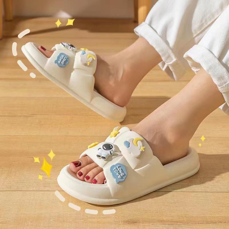 Fashion Slippers Female Wearing Slip Resistant Couples Outside Summer Indoor Student Dormitory Bathing Thick Sole Home Slippers Female