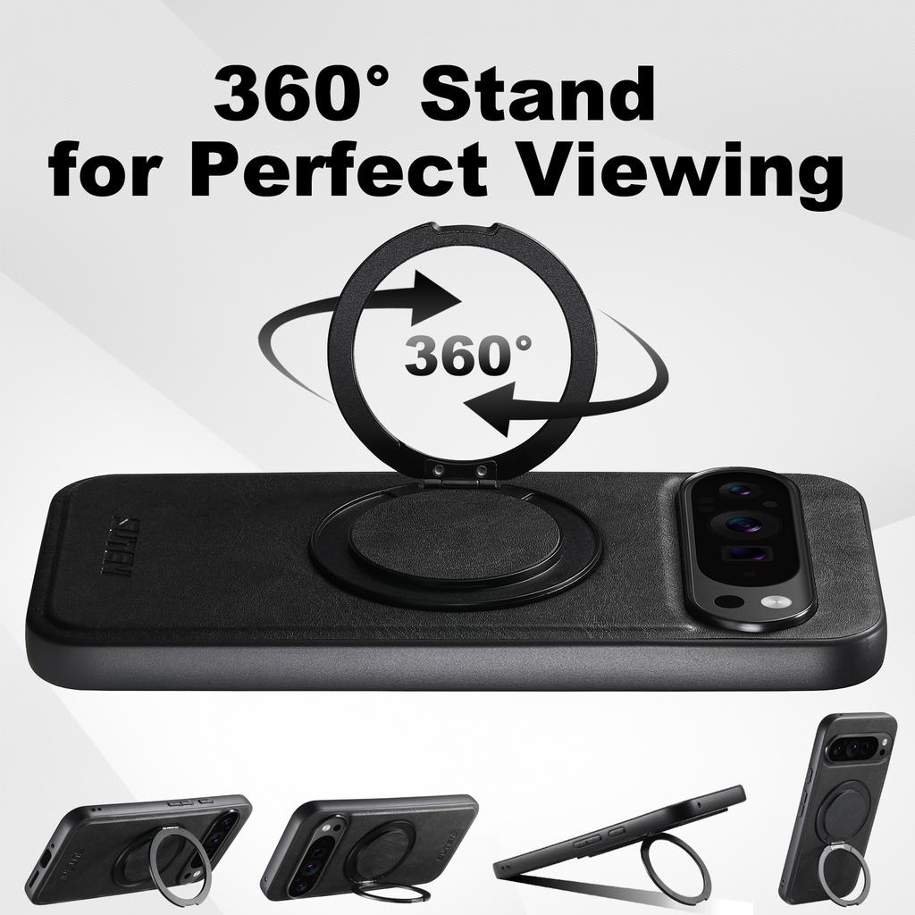 SUTENI G3 Чехол для Google Pixel 10/10 Pro, совместимый с MagSafe, восковая текстура, вращающаяся подставка, кожаная задняя крышка для телефона