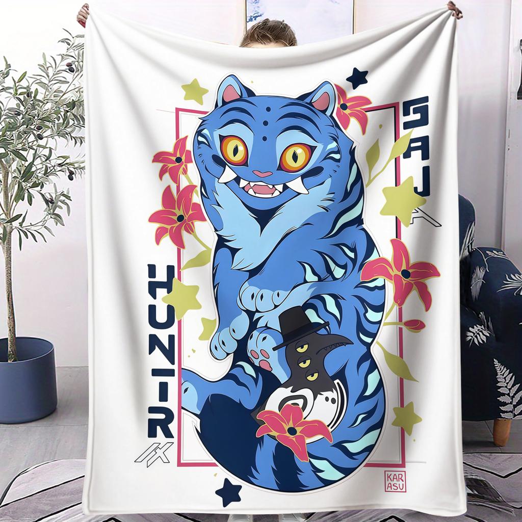 KPop Demon Hunters Cute Cartoon Blanket Hot Anime Printing Multi functional Small Cover Blanket Kawaii Birthday Gift Fan Gift