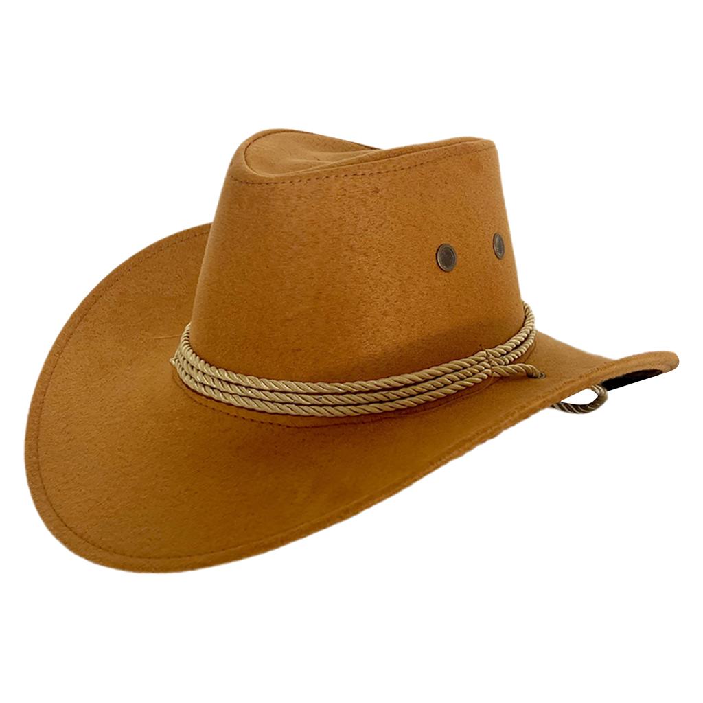 Men's Classic Cowboy Hat Western Cowboy Hat Outdoor Sun Hat Adjustable Drawstring Felt Hat