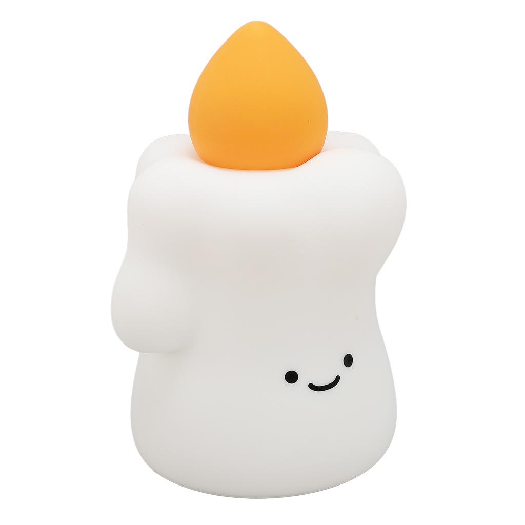 Ночной светильник в форме милой свечи на день рождения, теплый свет, регулируемая яркость, силиконовый светодиодный ночник для спальни